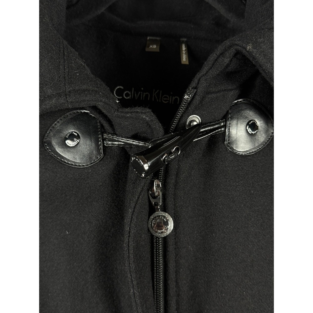 Calvin Klein Womens Black Wool Blend Hooded Toggle Coat Jacket XS - Picture 4 of 12